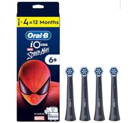 Oral-B iO Kids 6+ Marvel Spiderman Cabezales para cepillo de dientes eléctrico Oral-B iO Kids para niños a partir de 6 años, suave para dientes y encías, 4 unidades, color negro