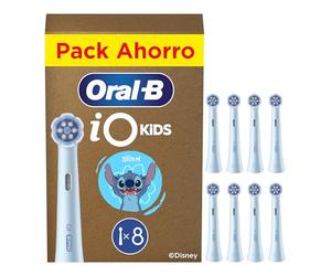 Oral-B iO Kids Disney Stitch Cabezales De Recambio Para Niños +6 Años, Pack de 8 Recambios Originales Para Cepillos De Dientes Eléctricos Oral B iO Kids, Suave Con Dientes y Encías Inestables