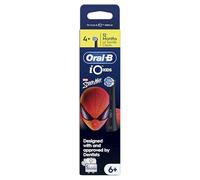 Oral-B iO Kids Marvel Spiderman - Cabezal de cepillo de dientes eléctrico para mayores de 6 años, suave con dientes y encías tambaleantes para dientes más limpios, paquete de 4