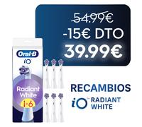Oral-B iO Recambios Radiant White en Blanco - Pack de 6