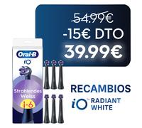 Oral-B iO Recambios Radiant White en Negro - Pack de 6