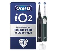 Oral-B iO Series 2 - Cepillo de dientes eléctrico, 2 unidades, 2 cabezales de cepillo, 3 modos de cepillado para el cuidado dental, tecnología magnética, diseñado por marrón, negro nocturno/verde