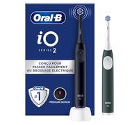 Oral-B iO Series 2 - Cepillo de dientes eléctrico, 2 unidades, 2 cabezales de cepillo, 3 modos de cepillado para el cuidado dental, tecnología magnética, diseñado por marrón, negro nocturno/verde