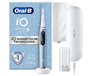 Oral-B iO Series 9 Luxe Edition - Cepillo de dientes eléctrico, 7 modos de limpieza, cuidado dental, pantalla a color, estuche de viaje y bolsa de belleza, azul marino