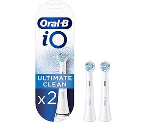 Oral-B iO Ultimate Clean Recambios Cepillo de Dientes Eléctrico, Pack de 2 Cabezales, Blanco - Originales