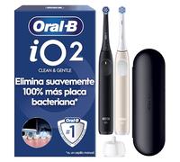 Oral-B iO2 Cepillos de Dientes Eléctricos, Negro y Rosa, Pack de 2, 2 Cabezales - Cepillo Dental Oral B con 3 Modos de Cepillado, Sensor de Presión, Batería de Larga Duración Y Estuche de Viaje