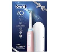 Oral-B iO3 Cepillo de dientes eléctrico para adultos, 1 cabezal de cepillo de dientes y estuche de viaje, 3 modos con blanqueamiento de dientes, enchufe británico de 2 pines, color rosa