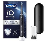 Oral-B iO5 - Cepillos de dientes eléctricos para adultos, 1 cabezal de cepillo de dientes y estuche de viaje, 5 modos con blanqueamiento de dientes, enchufe británico de 2 pines, color negro