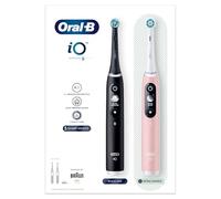 Oral-B iO6-2 cepillos de dientes eléctricos para adultos, 2 asas, 2 cabezales, 5 modos de blanqueamiento de dientes, enchufe británico de 2 pines, lava negra y arena rosa (el paquete puede variar)