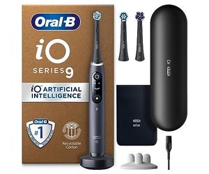 Oral-B iO9 Cepillo de dientes eléctrico, regalos para mujeres/hombres, mango conectado a la aplicación, 3 cabezales de cepillo de dientes, estuche de viaje de carga y soporte para cabezal de cepillo
