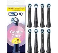 Oral-B - Juego de 8 cepillos de repuesto para gentle care, automáticos, negros, cepillado más suave, apto para encías sensibles, cepillo redondo para cepillos de dientes eléctricos oral B iO