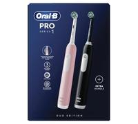 Oral-B Pro 1 x 2 cepillos de dientes eléctricos para adultos con limpieza 3D, regalos de Navidad para mujeres/él, 2 cabezales de cepillo de dientes, control de presión de encías, enchufe británico de