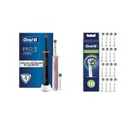 Oral-B Pro 3 3900N Cepillos de Dientes Eléctricos (Pack de 2) & CrossAction Recambios para Cepillo de Dientes Eléctrico