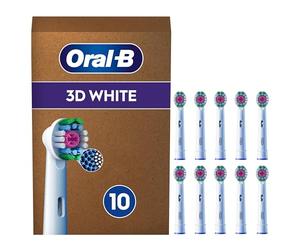 Oral-B Pro 3D White Cabezales De Recambio ORIGINALES para Cepillo Eléctrico Oral B Pro, Pack De 10 Recambios Blancos Con Copa Pulidora Para Eliminar Manchas Superficiales, Efecto Blanqueador