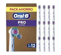 Oral-B Pro 3D White Cabezales De Recambio ORIGINALES para Cepillo Eléctrico Oral B Pro, Pack De 12 Recambios Blancos Con Copa Pulidora Para Eliminar Manchas Superficiales, Efecto Blanqueador