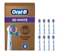 Oral-B Pro 3D White Cabezales De Recambio ORIGINALES para Cepillo Eléctrico Oral B Pro, Pack De 8 Recambios Blancos Con Copa Pulidora Para Eliminar Manchas, Efecto Blanqueador, Tamaño Buzón