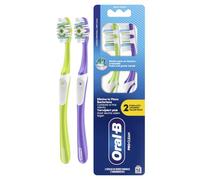 Oral-B Pro-Clean Cepillo de Dientes Manual Medio, Pack de 2 | Cepillo Manual con Filamentos Medios Interdentales Y Limpiador de Lengua, Elimina La Placa Bacteriana, Combate El Mal Aliento
