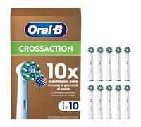 Oral-B Pro CrossAction Cabezales de Recambio Originales, Blanco, Pack de 10 - Recambios para Cepillo de Dientes Eléctrico Oral B Pro, con Indicador de Uso, Eliminación de La Placa Bacteriana