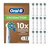 Oral-B Pro CrossAction Cabezales de Recambio Originales, Blanco, Pack de 12 - Recambios para Cepillo de Dientes Eléctrico Oral B Pro, con Indicador de Uso, Eliminación de La Placa Bacteriana