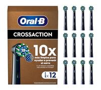 Oral-B Pro CrossAction Recambios ORIGINALES para Cepillo de Dientes Eléctrico Oral B, Pack de 12 Cabezales De Recambio con Indicador De Uso, Negro - Originales (Tamaño Buzón)