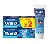 Oral-B Pro Junior Disney Stitch Pasta de Dientes para Niños, Pack 2x75 ml - Dentífrico para Niños de 6 a 12 Años, Elimina La Placa y Previene Las Caries, Sabor a Menta Suave