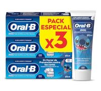 Oral-B Pro Junior Disney Stitch Pasta de Dientes para Niños, Pack 3x75 ml | Dentífrico para Niños de 6 a 12 Años, Elimina La Placa y Previene Las Caries, Sabor a Menta Suave