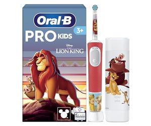 Oral-B Pro Kids Cepillo de Dientes Eléctrico El Rey León para Niños +3 Años | Cepillo Dental Infantil con 1 Cabezal Y Estuche de Viaje, 2 Modos de Cepillado, Filamentos Extrasuaves para Encías Sensibles