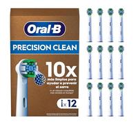 Oral-B Pro Precision Clean Cabezales De Recambio ORIGINALES para Cepillo de Dientes Eléctrico Oral B Pro, Pack De 12 Recambios Con Indicador De Uso, Eliminación De Placa, Blanco