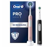 Oral-B Pro Series 1 - Cepillo de dientes eléctrico, paquete doble, 2 cabezales de cepillo, 3 modos de cepillado y sensor de presión para cuidado dental, diseñado por marrón, rosa/negro