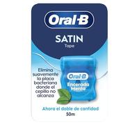 Oral-B Satin Tape Hilo Dental Encerado Para Espacios Estrechos, Seda Dental Con Sabor a Menta, Limpia Entre Los Dientes y Reduce La Placa, Cinta Dental Con Cera, Rollo De 50m