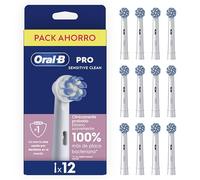 Oral-B Sensitive Clean Cabezales de Recambio Originales, Blanco, Pack de 12 | Recambios Auténticos para Cepillo Eléctrico Oral B Pro, con Filamentos Ultrasuaves en Forma de X para Encías Sensibles