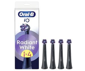 Oral-B Series iO Radiant White Cabezales De Recambio Originales, Pack de 4 Recambios Negros Para Cepillos De Dientes Eléctricos Oral-B iO, Blanqueamiento Dental, Eliminación De Manchas