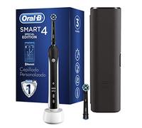 Oral-B Smart 4 Cepillo de Dientes Eléctrico con Mango Recargable, Tecnología Braun, 2 Cabezales de Recambio, Conexión con Bluetooth y Funda de Viaje, 4500N - Negro