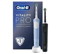 Oral-B Vitality Pro - 2 cepillos de dientes eléctricos para adultos, regalos del día de la madre para ella/él, 2 cabezales de cepillo de dientes, 3 modos de cepillado incluyendo Sensitive Plus,