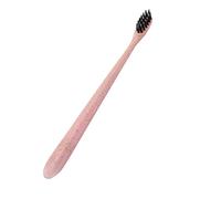 Oral Health - Cepillo de dientes de cerdas suaves con cabeza de carbón de bambú, cepillo de dientes natural, blanqueamiento de dientes, cepillo de dientes de viaje para huéspedes familiares (rosa)