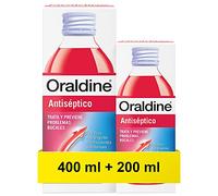 Oraldine Antiséptico Uso Diario (Pack 400 y 200 ml), enjuague bucal con doble poder antibacterial, colutorio encías que elimina la placa, colutorio bucal anti periodontitis, gingivitis y halitosis