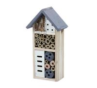 OralGos Casa de insectos de madera natural para abejas, mariquitas, refugio al aire libre con múltiples compartimentos