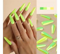 OralGos - Uñas postizas desmontables a presión, estilo ataúd, largas bailarinas, uñas postizas de cobertura completa, puntas de uñas artificiales