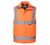 Oralidera Chaleco Acolchado de Seguridad para Hombre Invierno Cálido Chaleco Reflectante de Trabajo Alta visibilidad Chaqueta de Seguridad Sin Mangas, Naranja, M