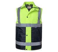 Oralidera Chaleco Acolchado de Seguridad para Hombre Invierno Cálido Chaleco Reflectante de Trabajo Alta visibilidad Chaqueta de Seguridad Sin Mangas, Verde+Negro, XXL