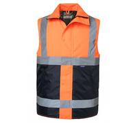 Oralidera Chaleco Acolchado de Seguridad para Hombre Invierno Cálido Chaleco Reflectante de Trabajo Alta visibilidad Chaqueta de Seguridad Sin Mangas, Naranj Negro, XL