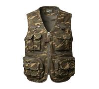 Oralidera Chaleco da Pesca para Hombre Multibolsillos Chaleco de Caza Fotografo Chalecos Safari Trabajo, Camuflaje, L