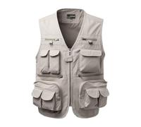 Oralidera Chaleco da Pesca para Hombre Multibolsillos Chaleco de Caza Fotografo Chalecos Safari Trabajo, Beige, XL