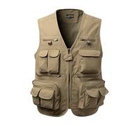 Oralidera Chaleco da Pesca para Hombre Multibolsillos Chaleco de Caza Fotografo Chalecos Safari Trabajo, Caqui, L