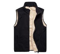 Oralidera Chaleco de Lana para Hombre Chaleco Termico Casual Trabajo Sin Mangas Chaleco Bodywarmers Chaqueta de Otoño Invierno Hombre con Cremallera e Bolsillos, Negro, L