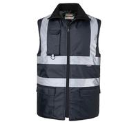 Oralidera Chaleco de Seguridad para Hombre Reflectante Alta Visibilidad Chaleco Acolchado de Invierno Cálido Chaqueta de Trabajo sin Mangas, Negro, M