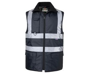 Oralidera Chaleco de Seguridad para Hombre Reflectante Alta Visibilidad Chaleco Acolchado de Invierno Cálido Chaqueta de Trabajo sin Mangas, Negro, M