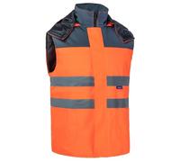 Oralidera Chaleco de Trabajo de Acolchado para Hombre Cazadora sin Mangas de Alta Visibilidad Acolchada Bicolor Chaleco Abrigo de Trabajo, Naranj Gris, L