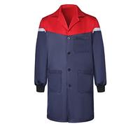 Oralidera Chaqueta de Trabajo Hombre Ropa de Trabajo a Prueba de Polvo Poliéster Chaqueta Trabajo para Hombre Multi bolsillo con Cremallera, Azul marino con rojo, XL