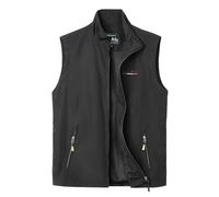 Oralidera Hombre Chaleco Tipo Safari Multibolsillos Chaqueta de Pesca Chaleco de Fotografía Al Aire Libre Versátil para Hombres, Negro, L